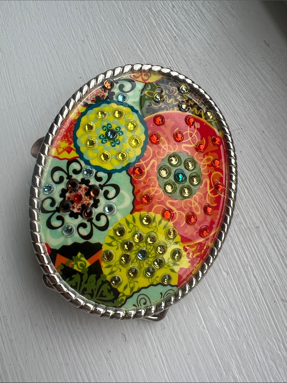 Colorful 3.5” Rhinestone Belt Buckle